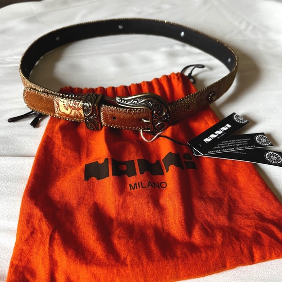 Vintage Nanni Milano Patchwork Leather Belt Size 75/30 NWT Italy - Picture 8 of 9